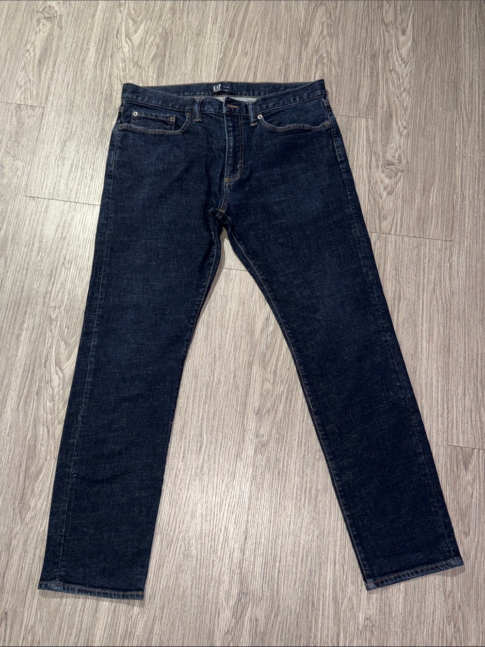 GAP Men's Dark Indigo Straight Jeans Denim Slim Size 34x32 - Picture 1 of 6